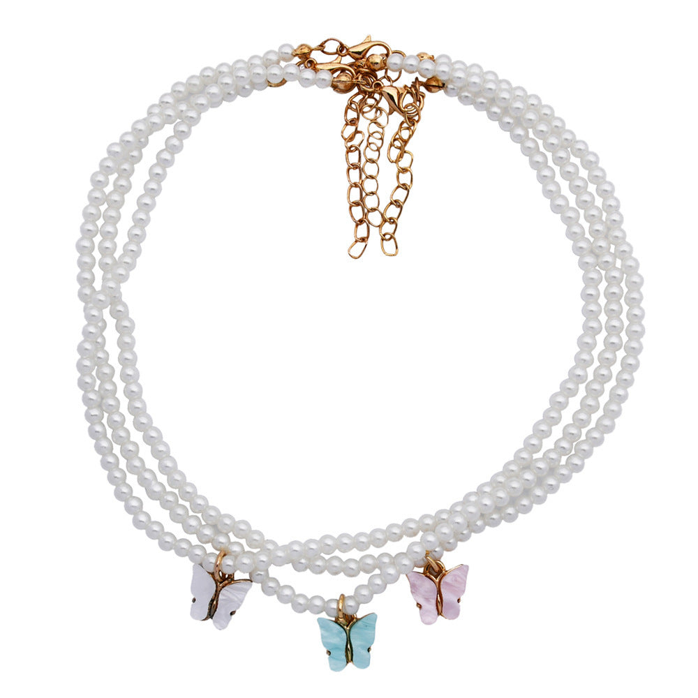 Butterfly Opal Pearl Bow Necklace - My Store