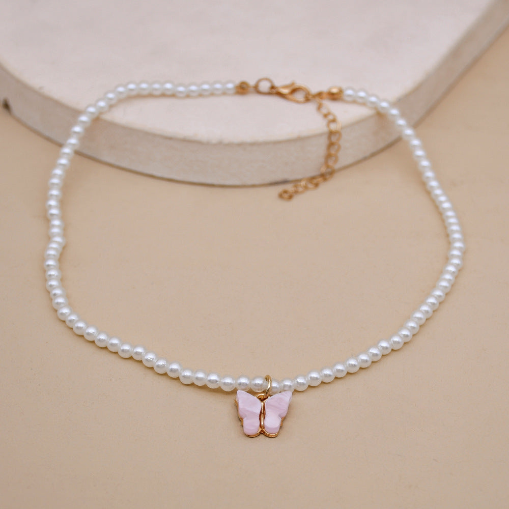 Butterfly Opal Pearl Bow Necklace - My Store