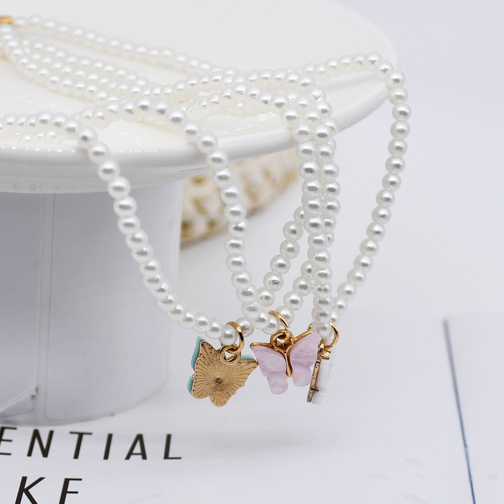 Butterfly Opal Pearl Bow Necklace - My Store