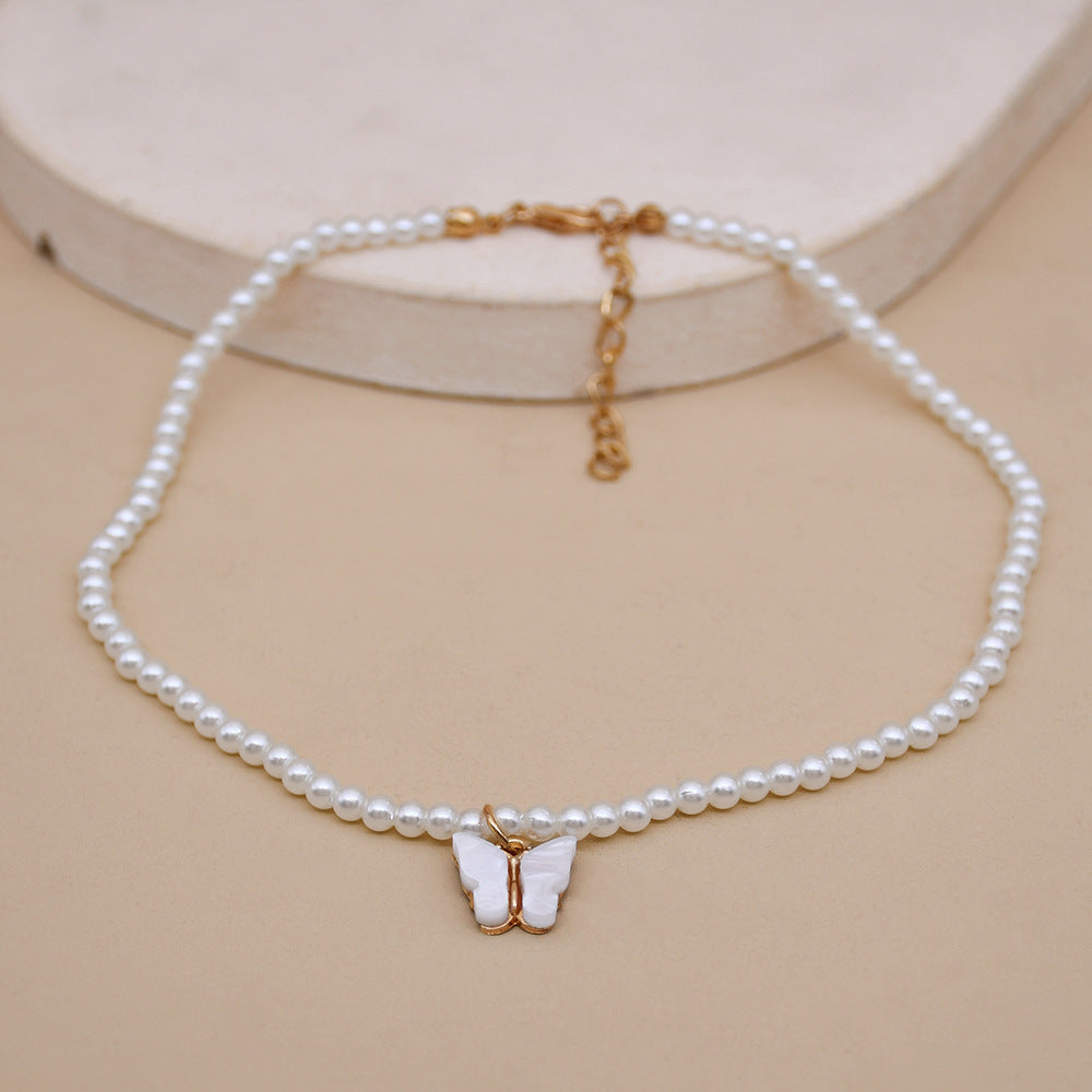 Butterfly Opal Pearl Bow Necklace - My Store