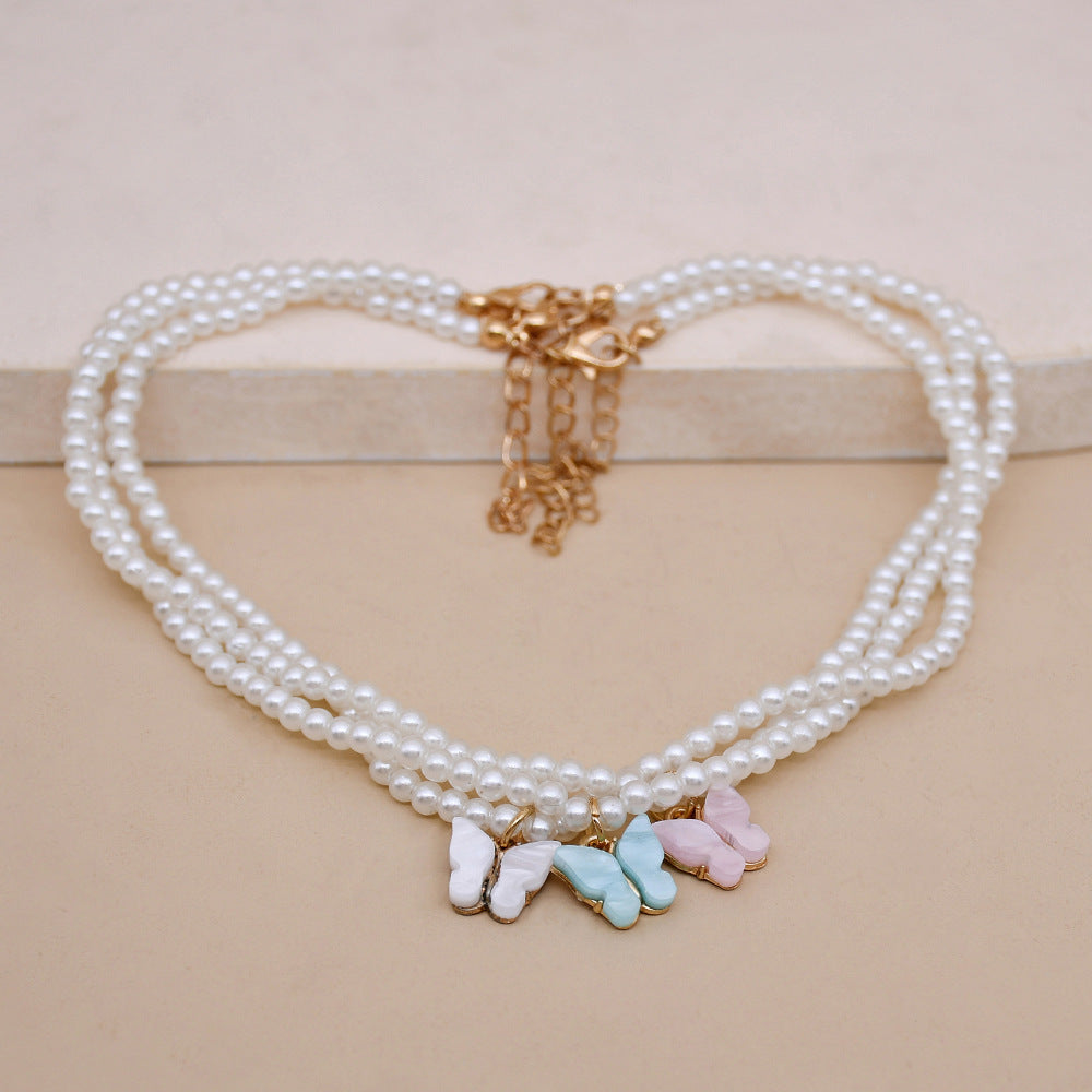 Butterfly Opal Pearl Bow Necklace - My Store