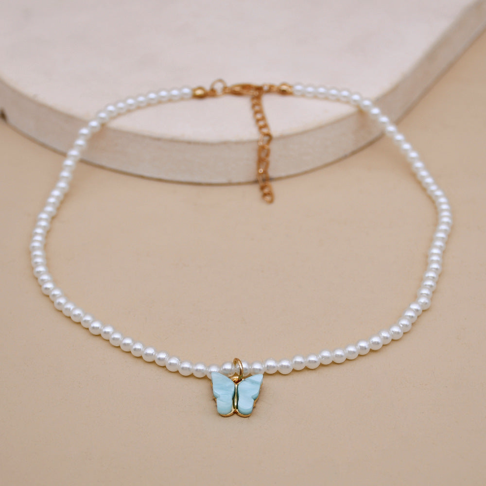 Butterfly Opal Pearl Bow Necklace - My Store